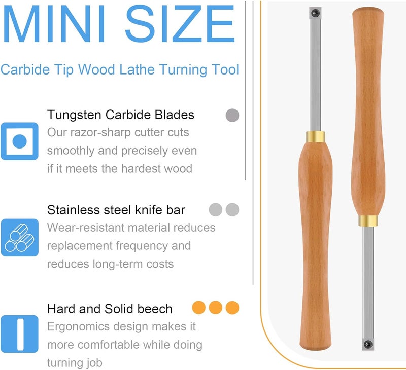 CDBP Wood Turning Tool Mini Size Rougher Chisel With 11mm Straight Square Inserts for Wood Hobbyist or DIY or Carpenter. - Image 3